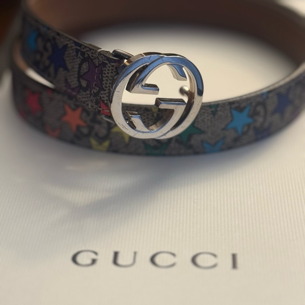 Gucci Red and Blue Belt with Iconic GG Buckle kids size